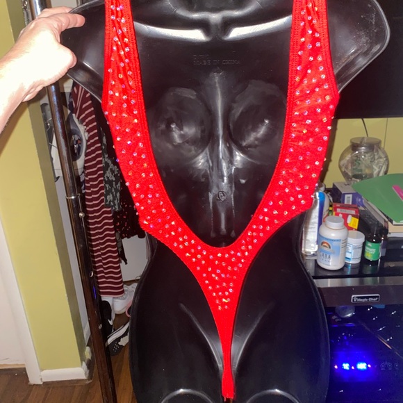 Red Rhinestone Bodysuit - Picture 2 of 2